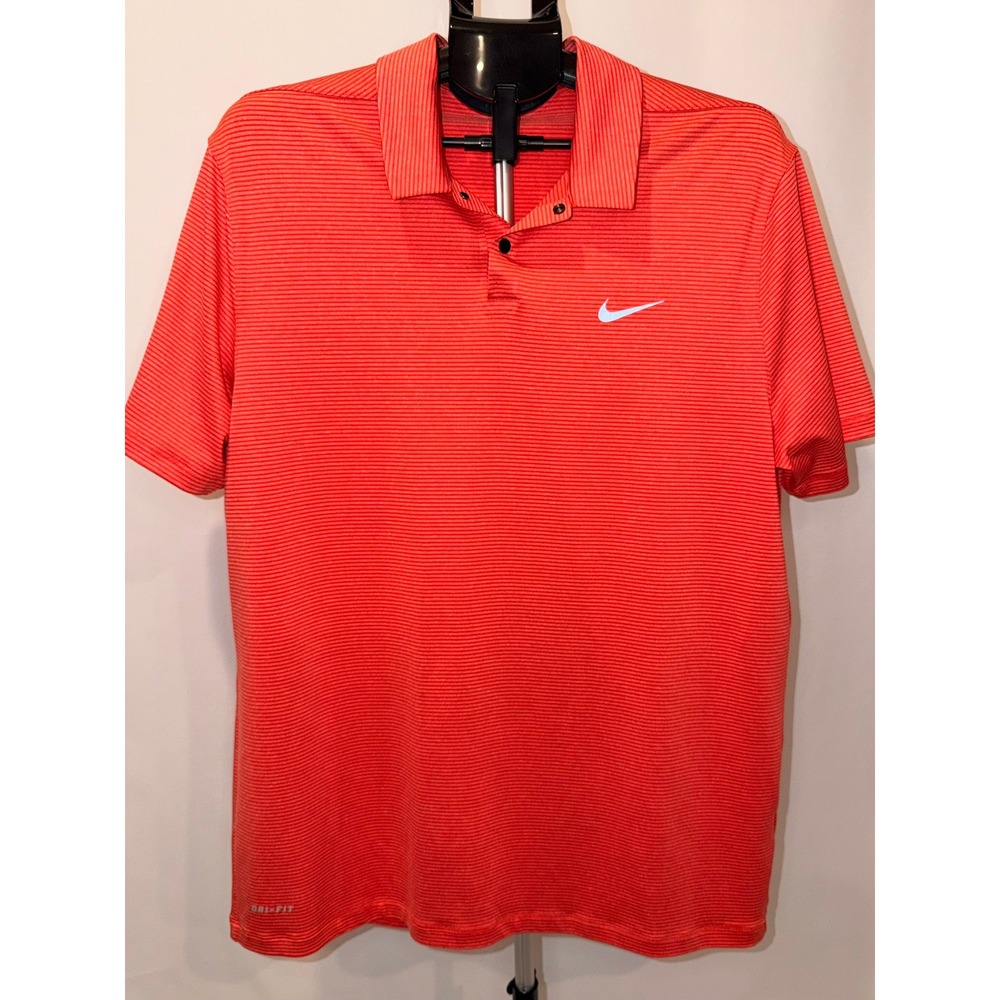 Nike Golf Polo Red Micro Stripe Tiger Woods Collection Mens Large